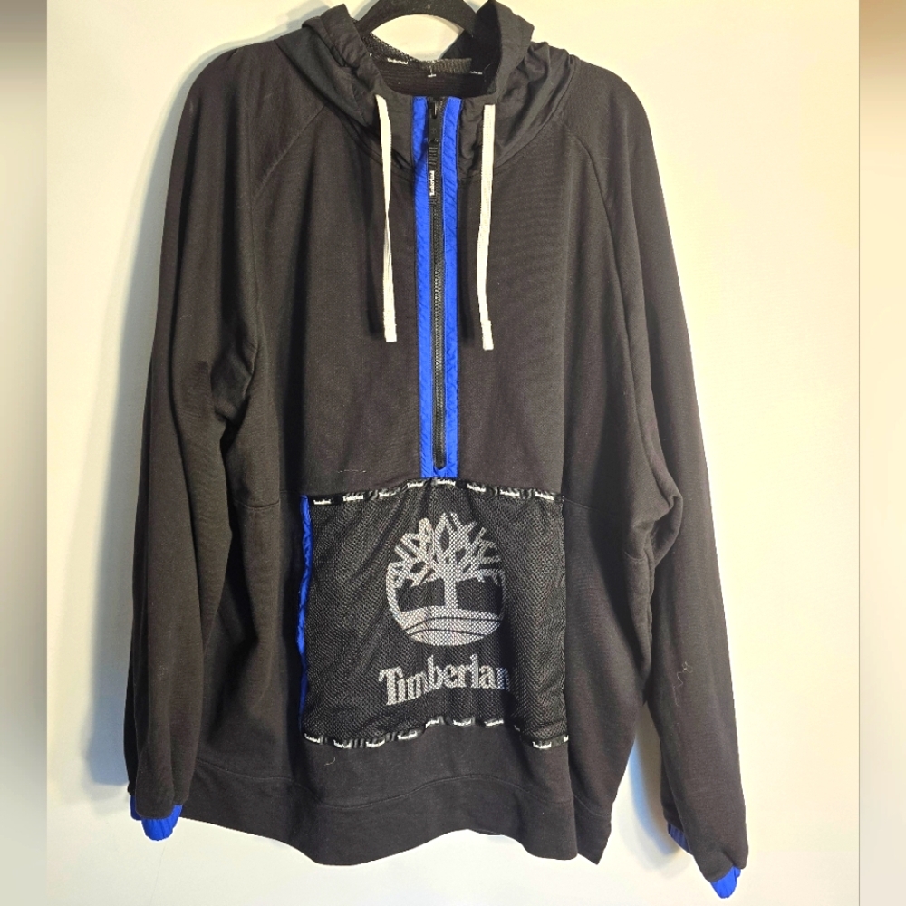 TIMBERLAND MEN'S PULLOVER HOODIE BLACK/BLUE SIZE 3XL/3TG